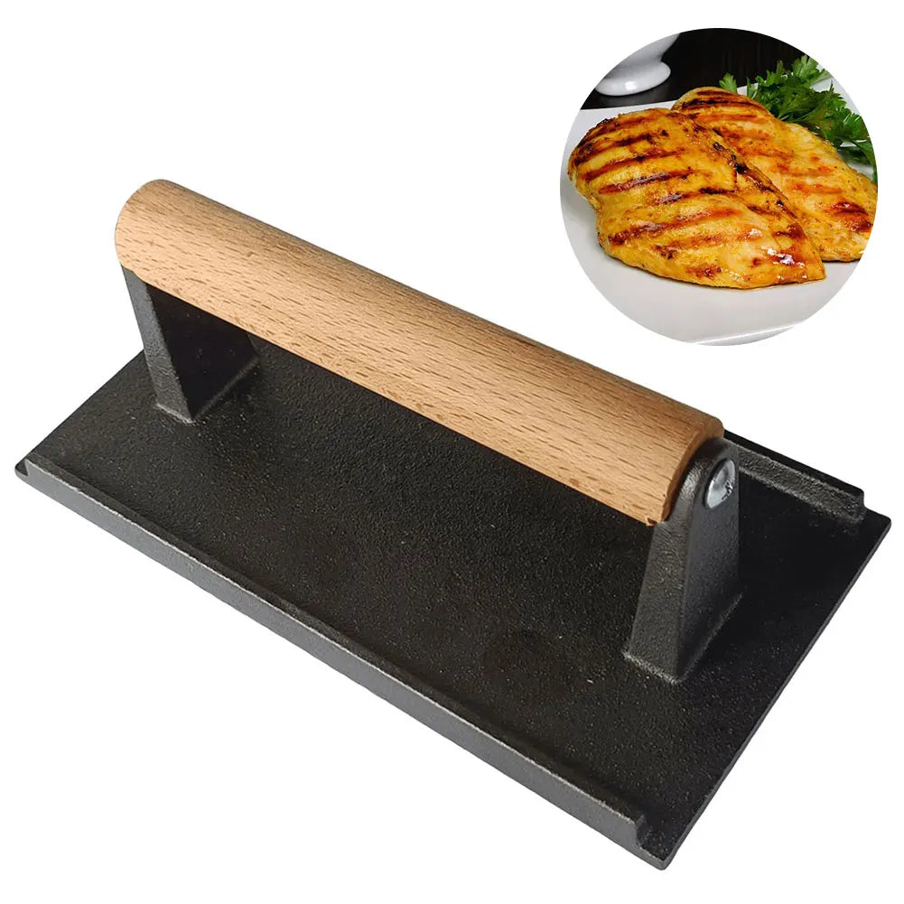 Cast Iron Meat Press with Wood Handle